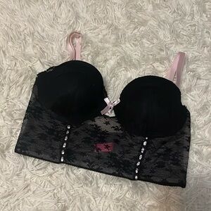 Pink and black mesh bra